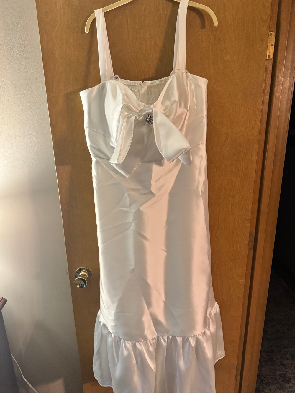 Anthropologie White Satin Bow-Front Slip Dress size 20W